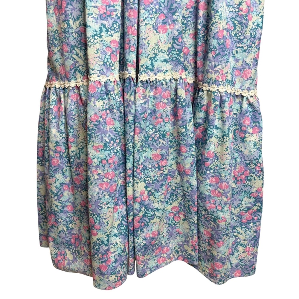 Vintage Prairie Maxi Dress XS / S Blue Floral Cottagecore Western Hilda Hawaii - Picture 5 of 10